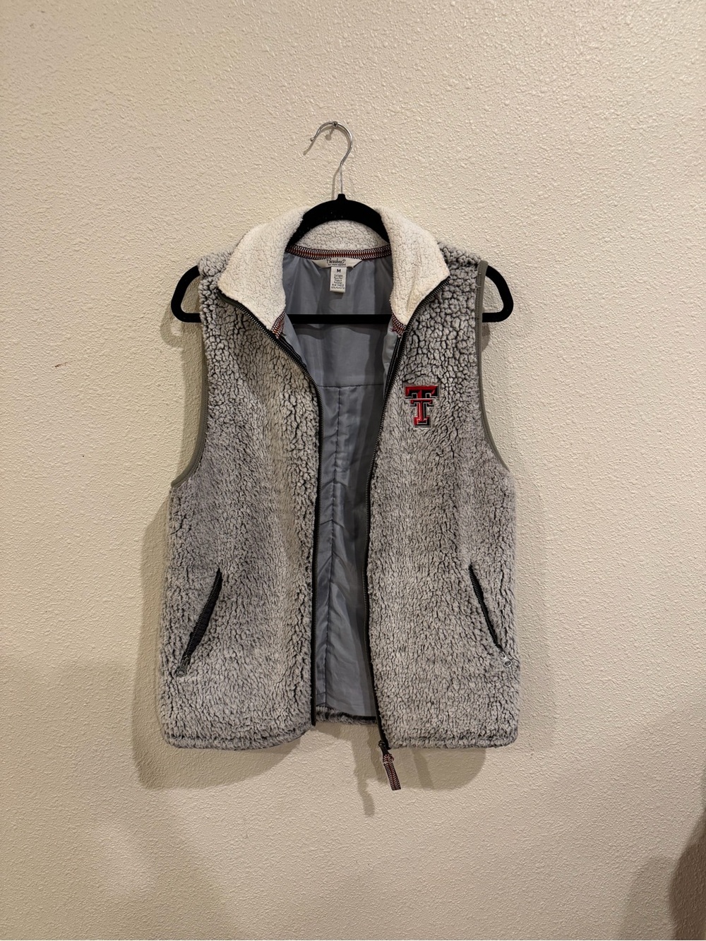 Texas Tech Logo Sherpa Fleece Vest - Gray